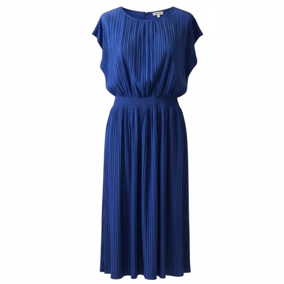Prologue Plus Size Elegant Blue Pleated Maxi Dress - Picture 1 of 5